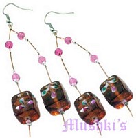 Glass bead hanging earring - click here for large view